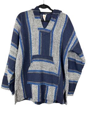 Sun Specs Men’s Sz: L Baja Hooded Poncho Sweater Pullover Made In Mexico